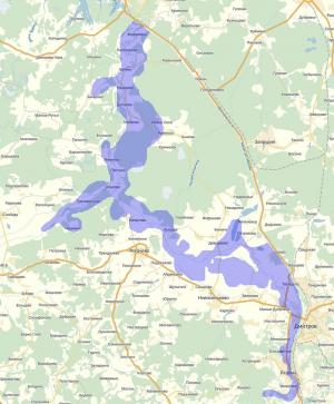 Карта подтоплений после пуска воды в канал через шлюзы